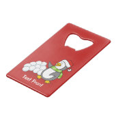 Kerstpinguïn met sneeuwballen creditkaart flessenopener (Voorkant Gekanteld)