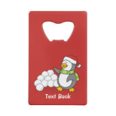 Kerstpinguïn met sneeuwballen creditkaart flessenopener (Achterkant)