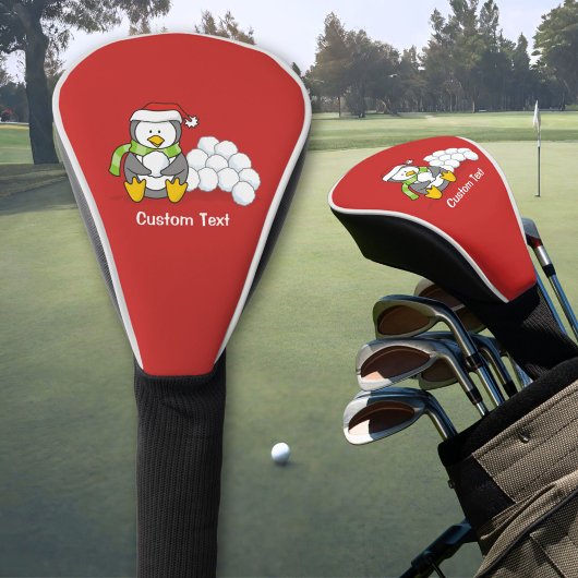 Kerstpinguïn met sneeuwballen golfheadcover