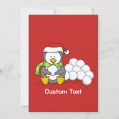 Kerstpinguïn met sneeuwballen kaart (Voorkant)