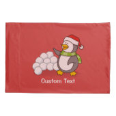 Kerstpinguïn met sneeuwballen kussensloop (Achterkant)