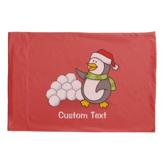 Kerstpinguïn met sneeuwballen kussensloop (Achterkant)