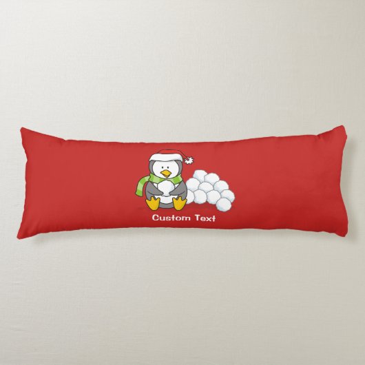 Kerstpinguïn met sneeuwballen lichaamskussen (Voorkant)