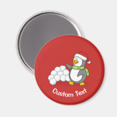 Kerstpinguïn met sneeuwballen magneet (Voorkant / Achterkant)