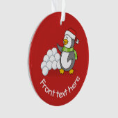 Kerstpinguïn met sneeuwballen ornament (voorkant)