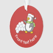 Kerstpinguïn met sneeuwballen ornament (voorkant)