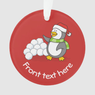 Kerstpinguïn met sneeuwballen ornament