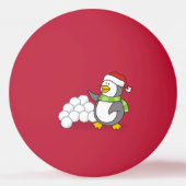 Kerstpinguïn met sneeuwballen pingpongbal (Voorkant)