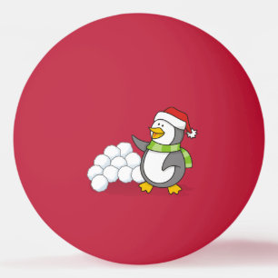 Kerstpinguïn met sneeuwballen pingpongbal