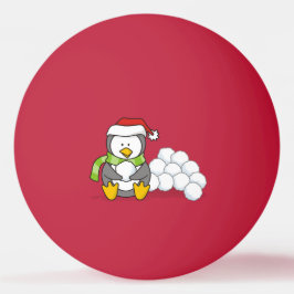 Kerstpinguïn met sneeuwballen pingpongbal