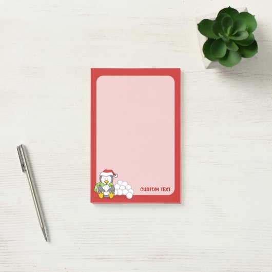 Kerstpinguïn met sneeuwballen post-it® notes (Kantoor)