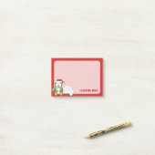 Kerstpinguïn met sneeuwballen post-it® notes (Op bureau)