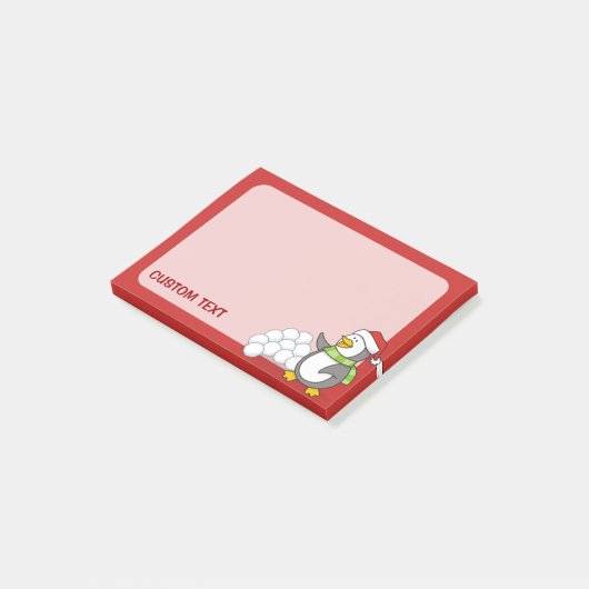 Kerstpinguïn met sneeuwballen post-it® notes (Schuin)