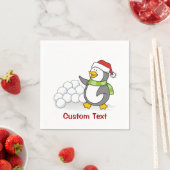 Kerstpinguïn met sneeuwballen servetten (Insitu)