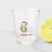 Kerstpinguïn met sneeuwballen shot glas (Voorkant)