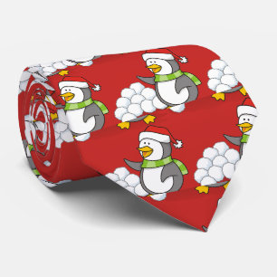 Kerstpinguïn met sneeuwballen stropdas