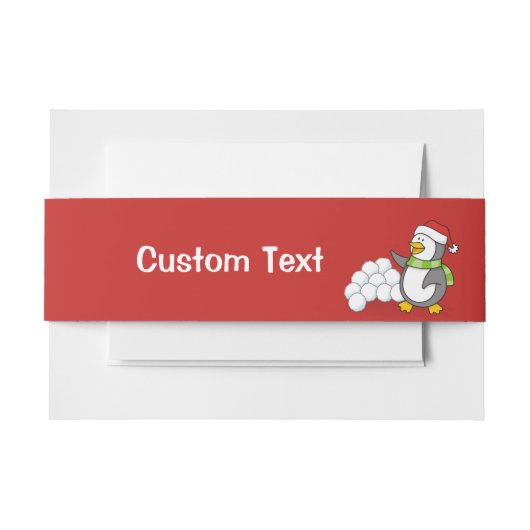 Kerstpinguïn met sneeuwballen uitnodigingen wikkel (Voorkant Voorbeeld)