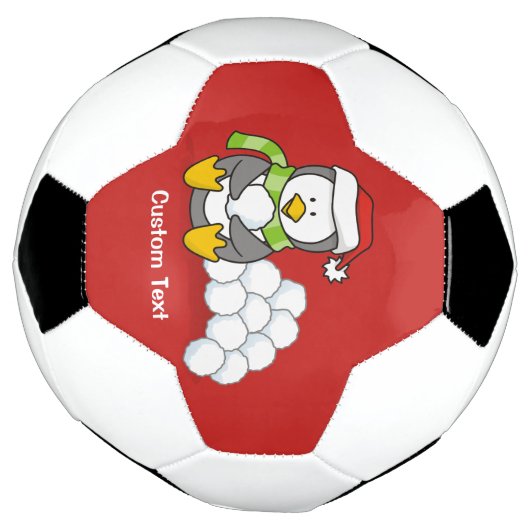 Kerstpinguïn met sneeuwballen voetbal (Gedraaid)