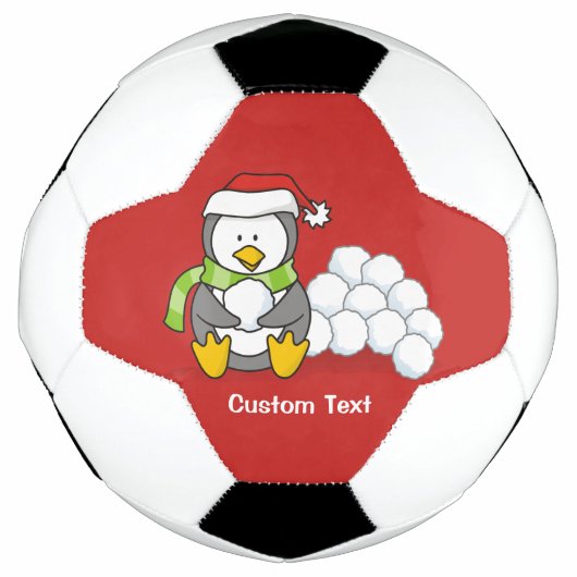 Kerstpinguïn met sneeuwballen voetbal (Voorkant)