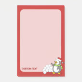 Kerstpinguïn met sneeuwballen zwaaiend post-it® notes (Voorkant)
