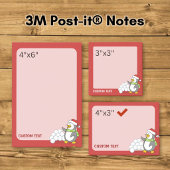 Kerstpinguïn met sneeuwballen zwaaiend post-it® notes