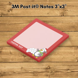 Kerstpinguïn met sneeuwballen zwaaiend post-it® notes
