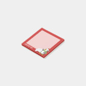Kerstpinguïn met sneeuwballen zwaaiend post-it® notes (Schuin)