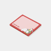 Kerstpinguïn met sneeuwballen zwaaiend post-it® notes (Schuin)