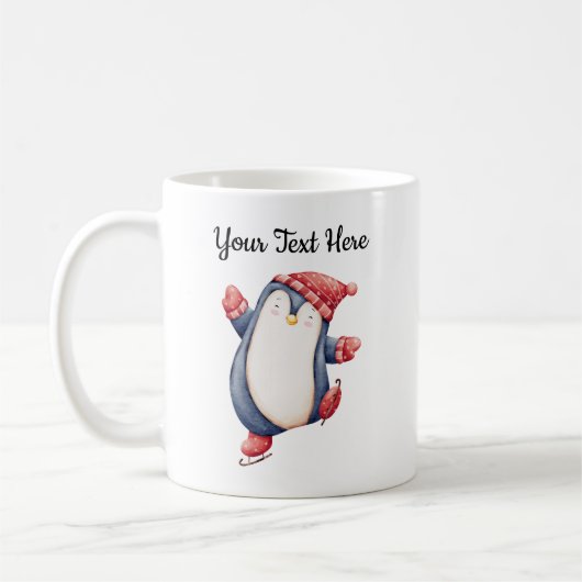 Kerstpinguïn mok met aangepaste tekst (Links)