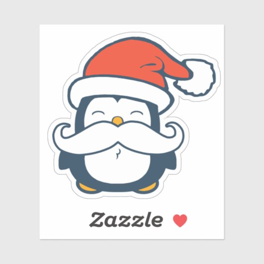 Kerstpinguin Mustache Vinyl Cut Sticker (Vel)