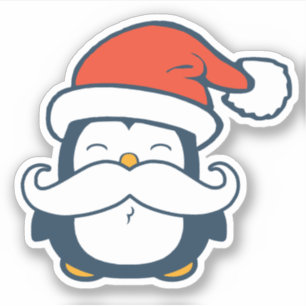 Kerstpinguin Mustache Vinyl Cut Sticker