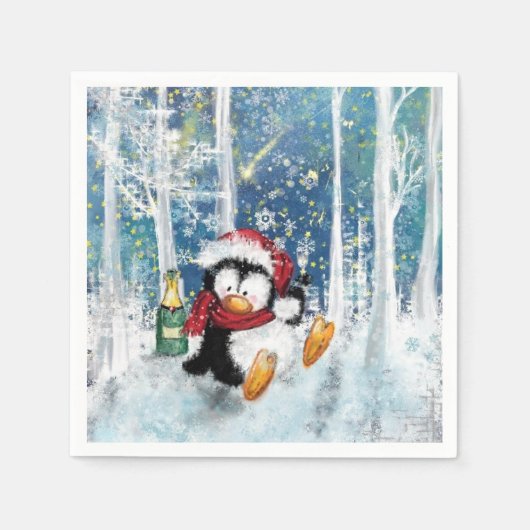Kerstpinguïn Napkins Servet (Voorkant)