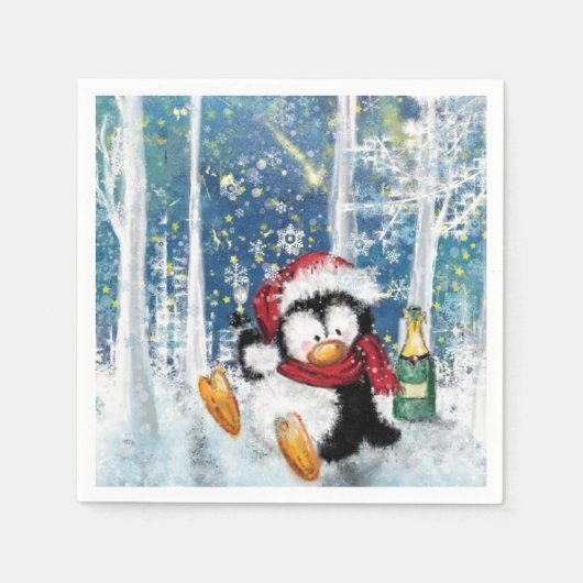 Kerstpinguïn Napkins Servet (Voorkant)