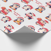 kerstpinguïn, omslagpapier cadeaupapier (Hoek)