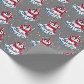 Kerstpinguïn op een ijsberg cadeaupapier (Hoek)