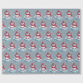 Kerstpinguïn op een ijsberg cadeaupapier (Vlak)