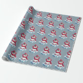 Kerstpinguïn op een ijsberg cadeaupapier (Uitgerold)