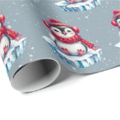 Kerstpinguïn op een ijsberg cadeaupapier (Rol Hoek)