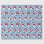 Kerstpinguïn op een ijsberg cadeaupapier (Vlak)