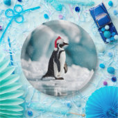 Kerstpinguïn op ijsberg papieren bordje (Feest)