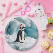 Kerstpinguïn op ijsberg papieren bordje (Feest)
