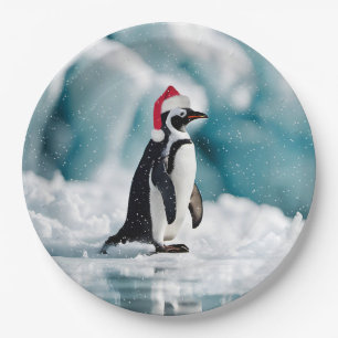 Kerstpinguïn op ijsberg papieren bordje