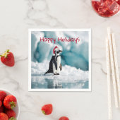 Kerstpinguïn op ijsberg servet (Insitu)