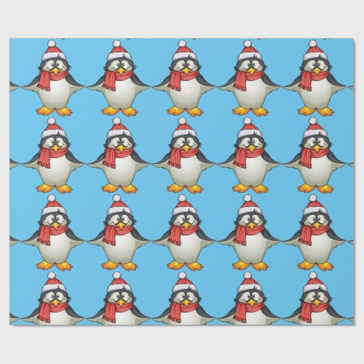 kerstpinguïn-papier cadeaupapier (Vlak)