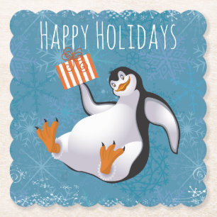 Kerstpinguïn Papieren Onderzetter