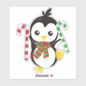 Kerstpinguïn, pinguïn met karf, snoepriet sticker (Vel)