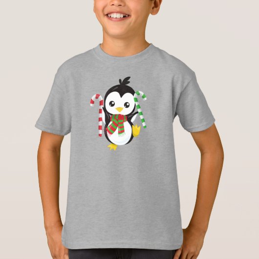 Kerstpinguïn, pinguïn met karf, snoepriet t-shirt (Voorkant)