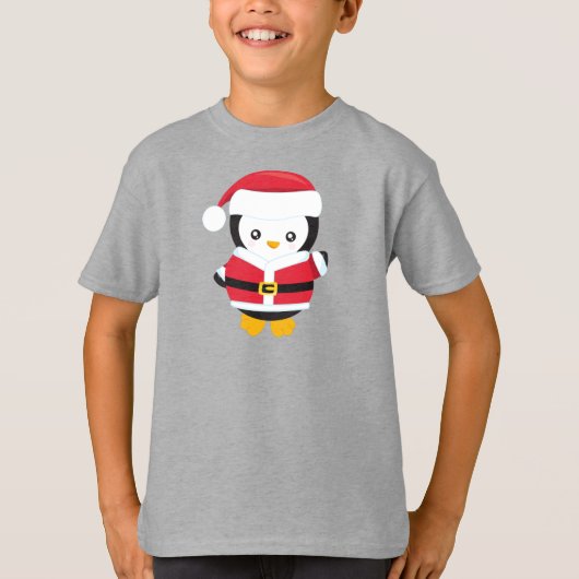 Kerstpinguïn, pinguïn met Santa Hat, gordel T-shirt (Voorkant)