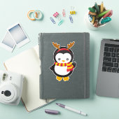 Kerstpinguïn, pinguïn met Scarf, Antlers Sticker (iPad Cover)
