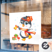 Kerstpinguïn Raamsticker (Cafe Raam)
